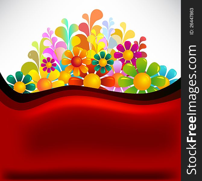 Colorful flowers on red background. Colorful flowers on red background