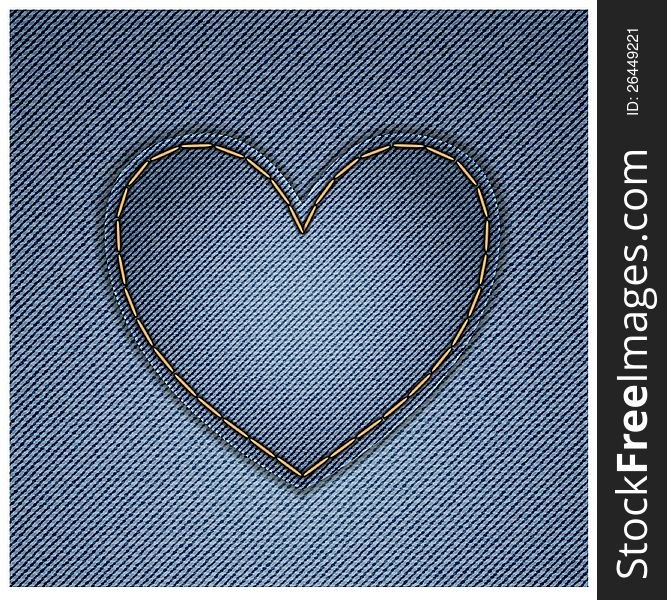 Blue heart on denim background. Greeting Card for Valentine's Day. Blue heart on denim background. Greeting Card for Valentine's Day.