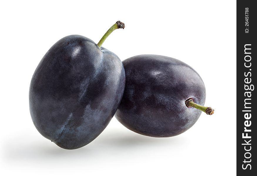 Plums  On White Background
