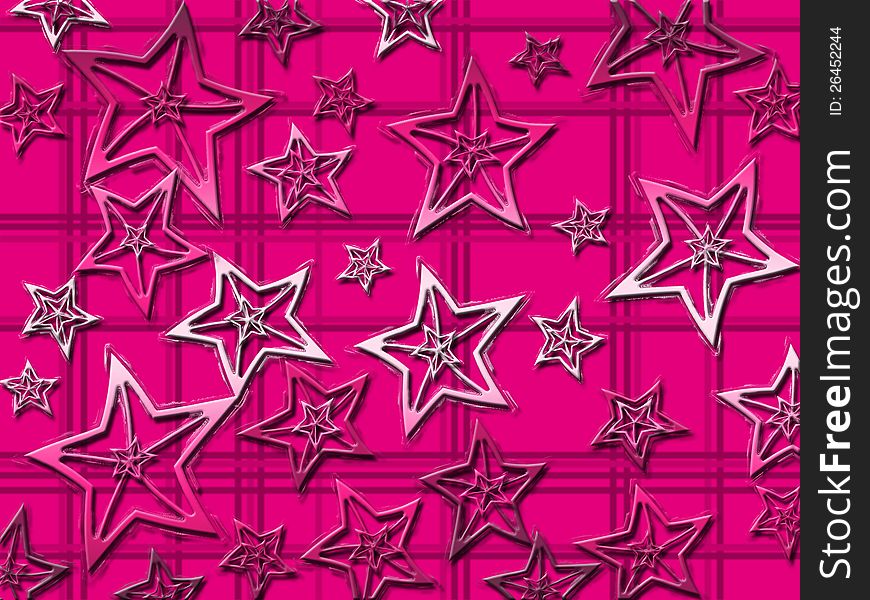 Illustration of modern stars on a pink background, for Christmas greetings