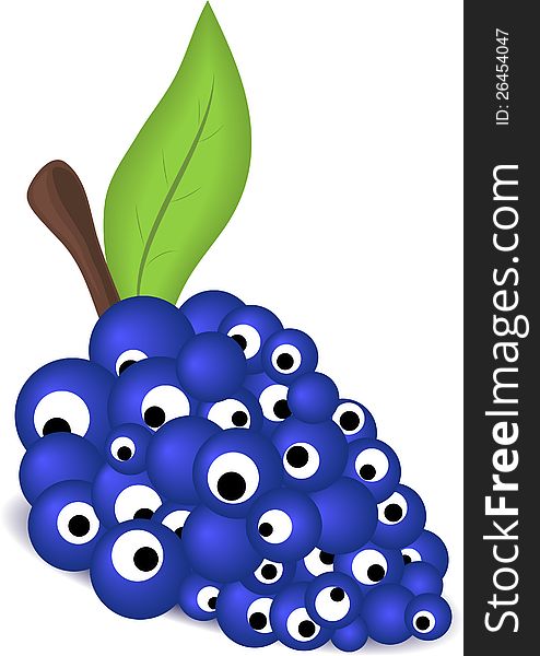 Vector grapes brush with eyes