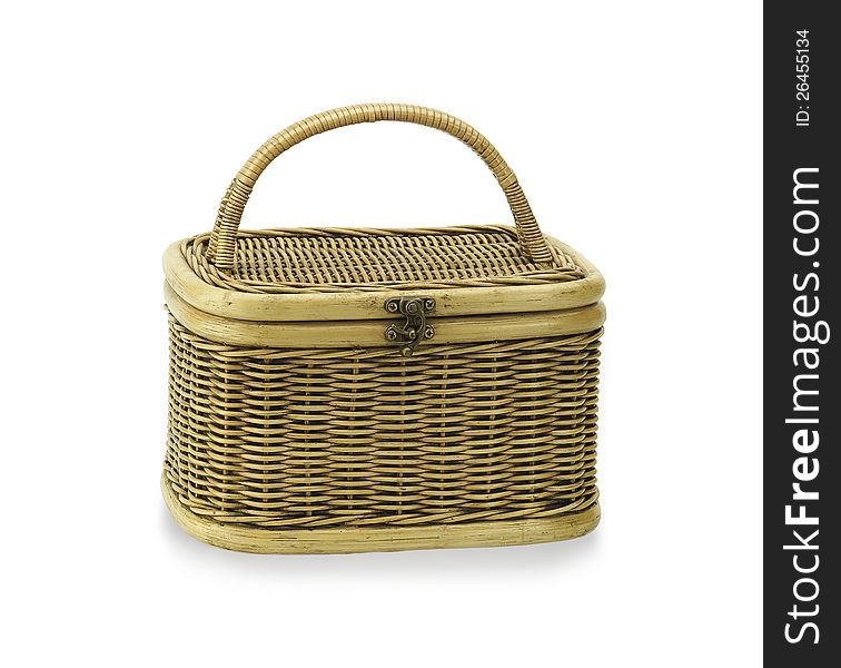 Thai rattan basket neath and nice handmade craft on white background