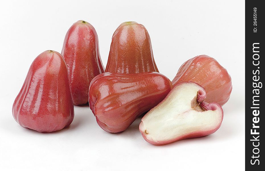 Rose apple the great taste of Thailand asian tropical fruit display on white background. Rose apple the great taste of Thailand asian tropical fruit display on white background