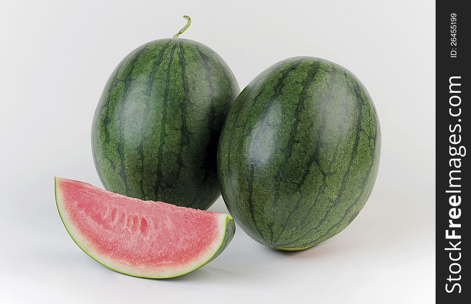 Sweet Thai watermelon a taste of Thailand tropical fruit on white background. Sweet Thai watermelon a taste of Thailand tropical fruit on white background