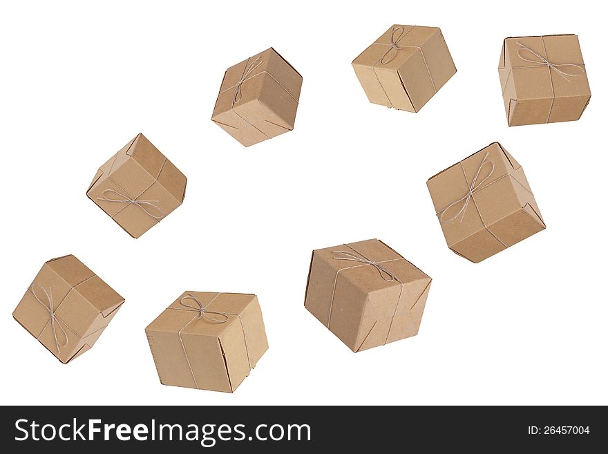 Cardboard boxes arranged in a circle on a white background