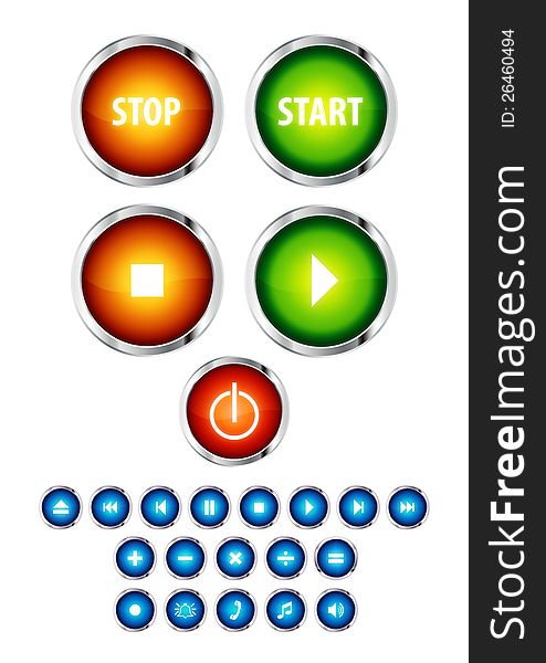 Various multimedia buttons and icon set. Various multimedia buttons and icon set