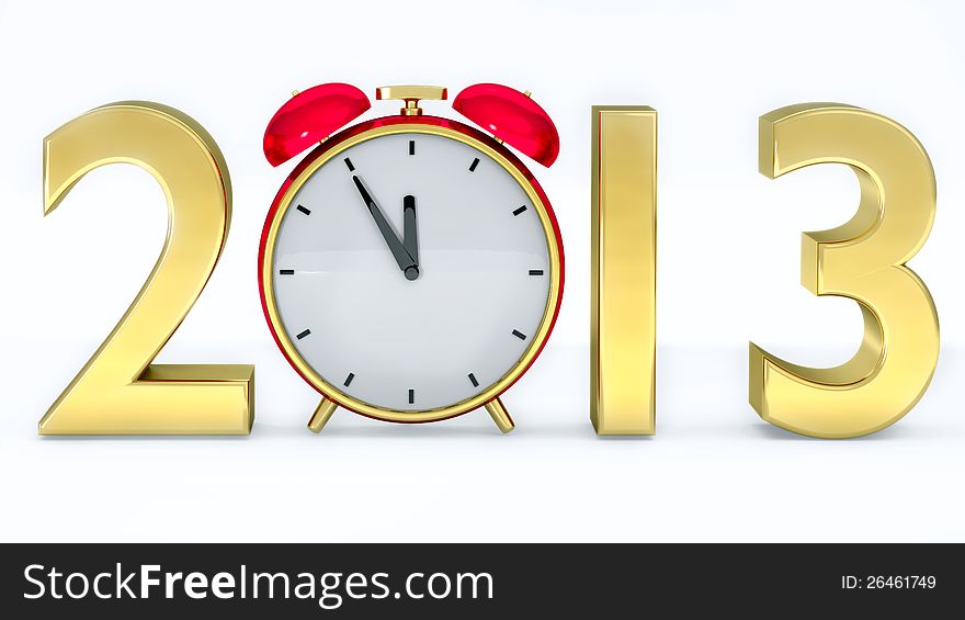 New year 2013 concept with red clock