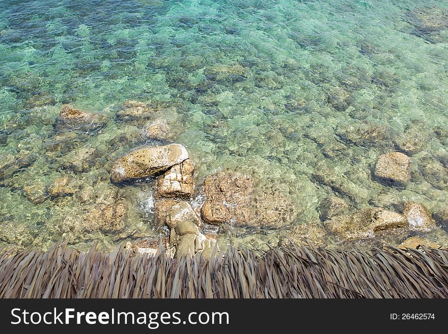 Rocks in the ocean top view