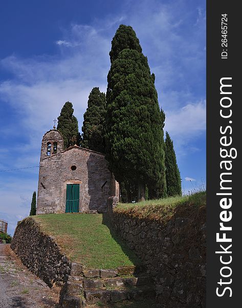 Very old church in Tuscany named Chiesetta di Palaiola or Chiesetta Dimenticata close to Lucca and Pisa. Very old church in Tuscany named Chiesetta di Palaiola or Chiesetta Dimenticata close to Lucca and Pisa