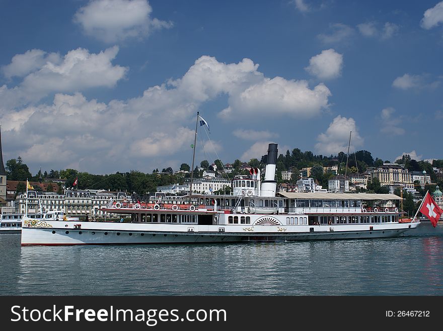 Sightseeing Steam Boat in Luzern in Switzerland. Sightseeing Steam Boat in Luzern in Switzerland