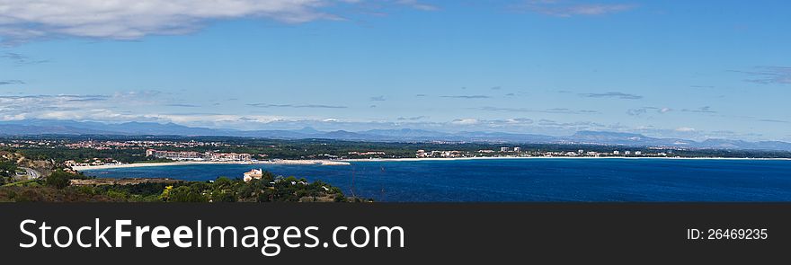 Argeles Plage panorama taken from the Collioure hill