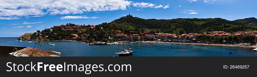 The Collioure bay panoram taken from the fortress