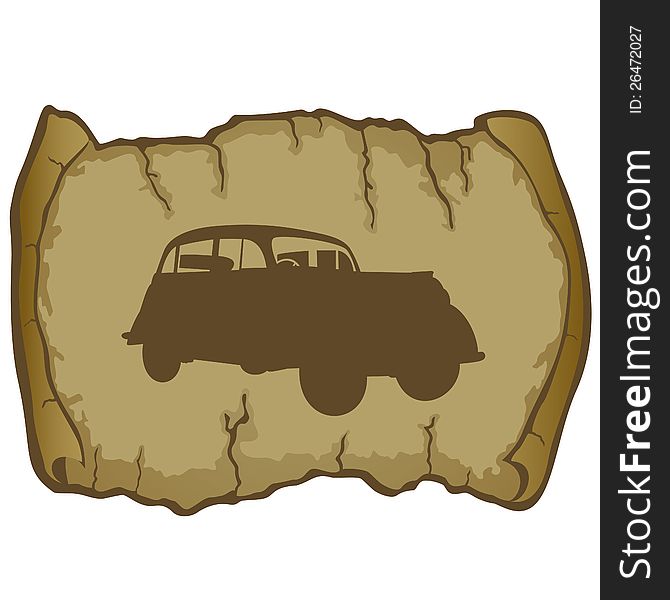 Antique vehicle on a background of parchment. The illustration on a white background. Antique vehicle on a background of parchment. The illustration on a white background.