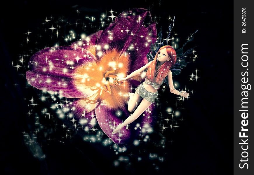 Abstract illustration with fairy and flower background. Abstract illustration with fairy and flower background.