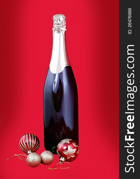 Champagne for Christmas red background