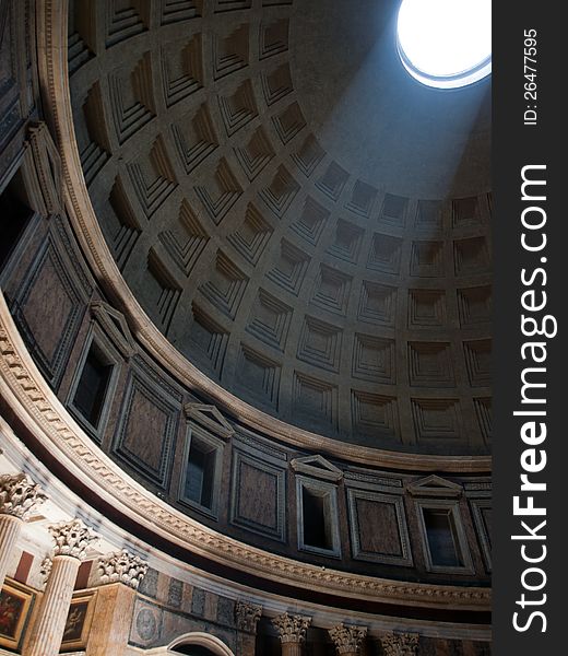 The interior of the Pantheon in Rome. The interior of the Pantheon in Rome