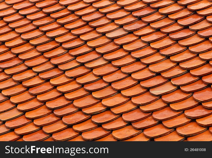 Thai temple orange roof tiles