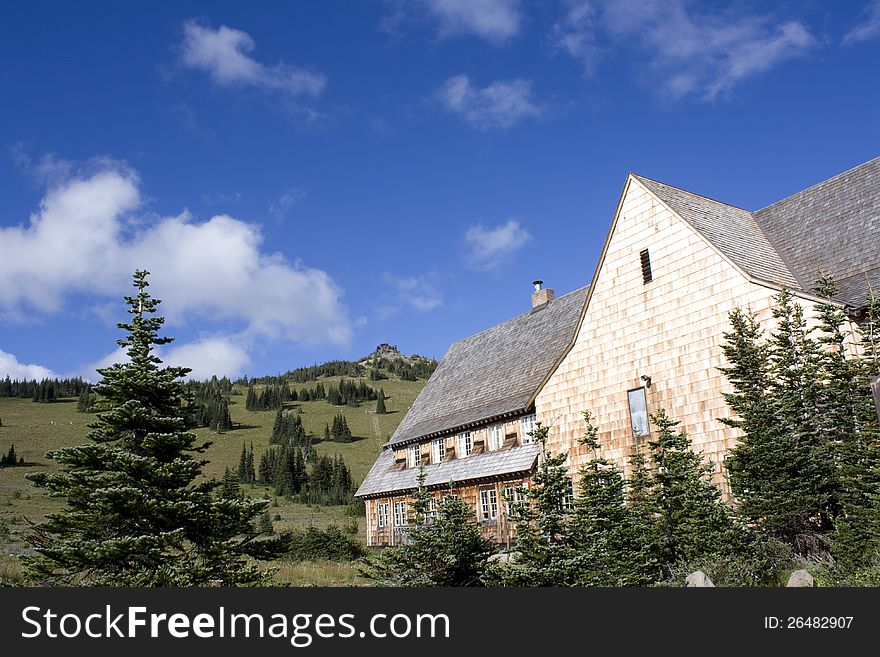 A beautiful and traditional villa on top of a mountain with great sky in late summer. A beautiful and traditional villa on top of a mountain with great sky in late summer