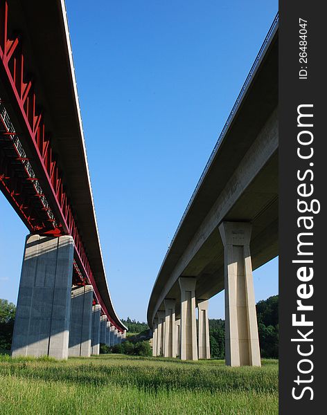 Motorway bridge landscape with azure heaven