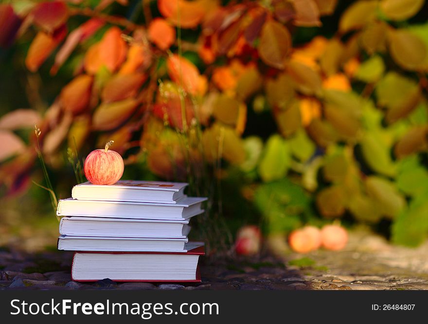 Red Apple On Books