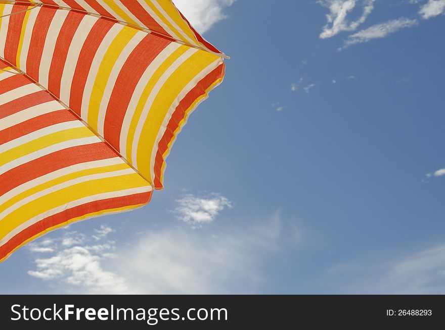 Colorful Striped Sun Hat Beach, Sun, Blue Sky, Summer Holidays