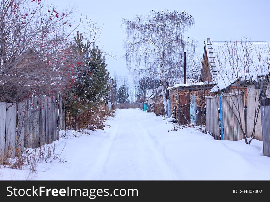 Street view in winter village