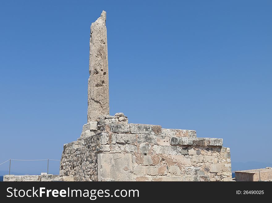 Ancient Aigina site with the famous Colona at Aegina island in Greece. Ancient Aigina site with the famous Colona at Aegina island in Greece.