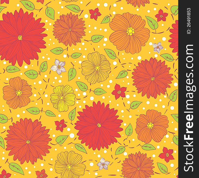 Vector seamless summer background with flowers. Vector seamless summer background with flowers