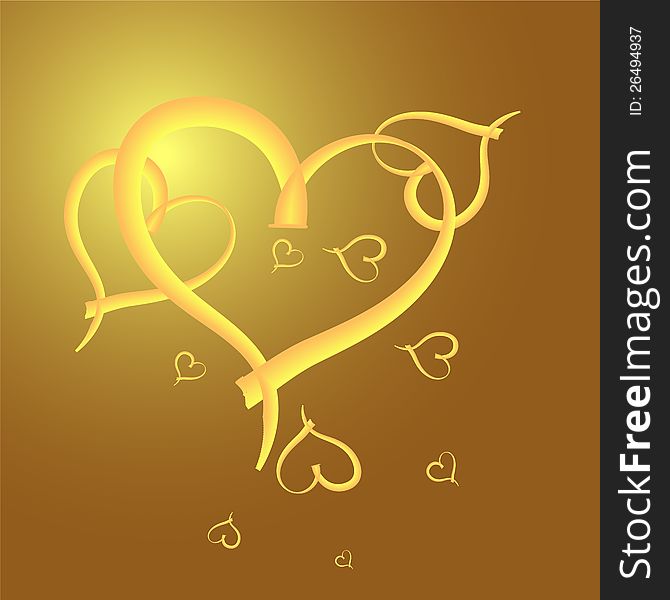 Gold heart frame for valentine wording concept. Gold heart frame for valentine wording concept