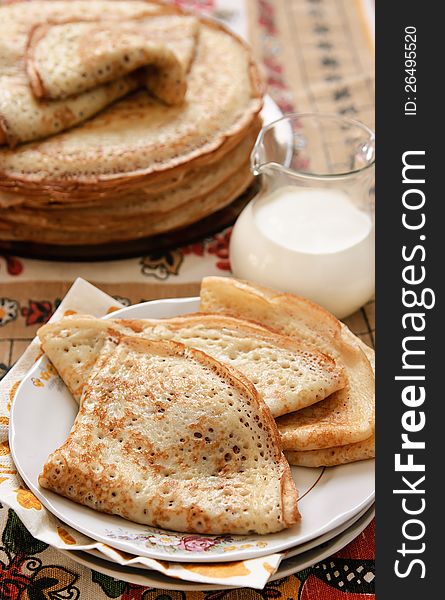 Pancakes In A Rustic Style