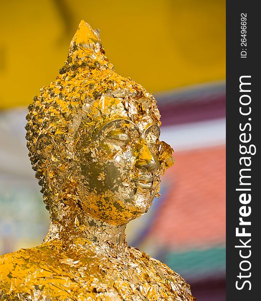 Sacred Buddha statue in buddhist temple, Thailand