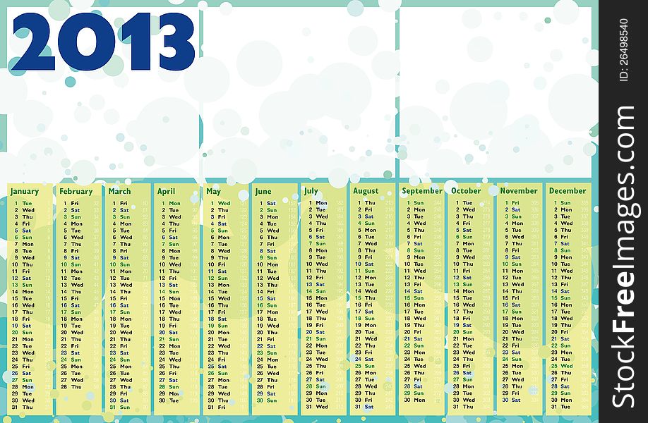 Bubbles 2013 happy calendar