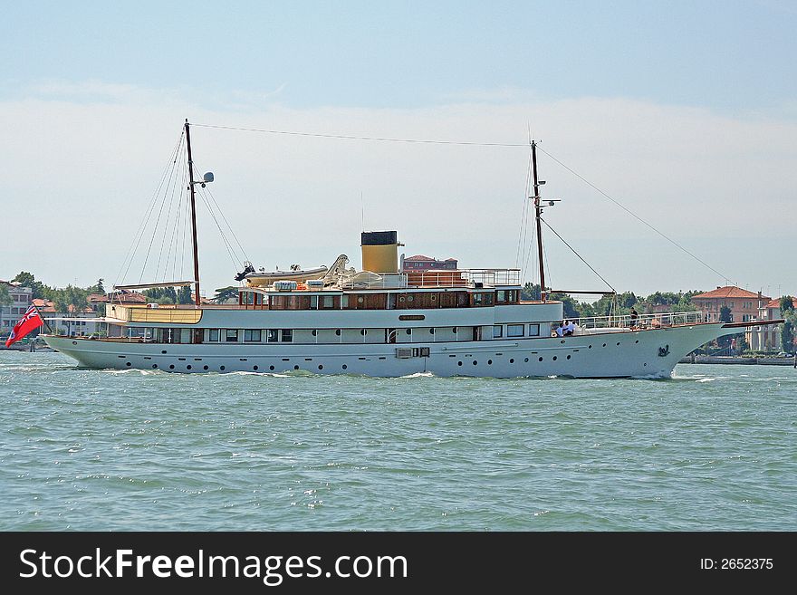 A luxury ship in the Venice Lagoon. A luxury ship in the Venice Lagoon