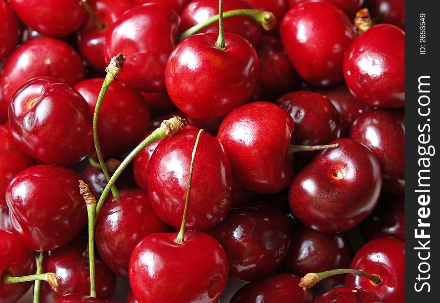 Fresh cherries at close up