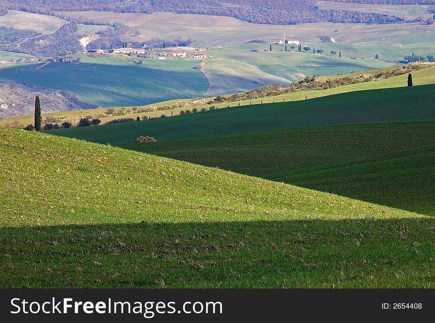 Val d'Orcia, landscape near the Via Cassia (Siena, Tuscany, Italy). Val d'Orcia, landscape near the Via Cassia (Siena, Tuscany, Italy)