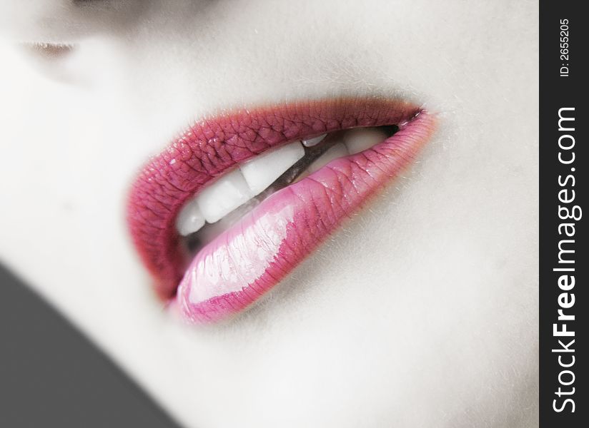 Close up of a girl's juicy lips.