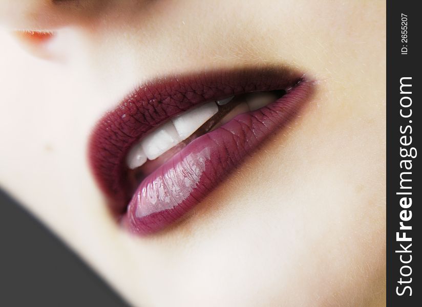 Close up of a girl's juicy lips.