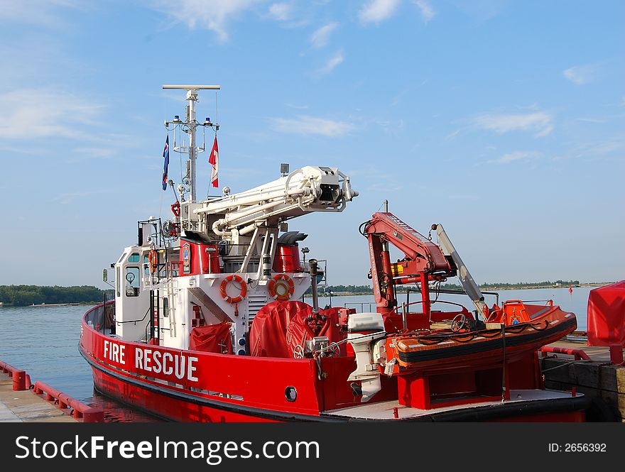 EMS boat moored at harbour