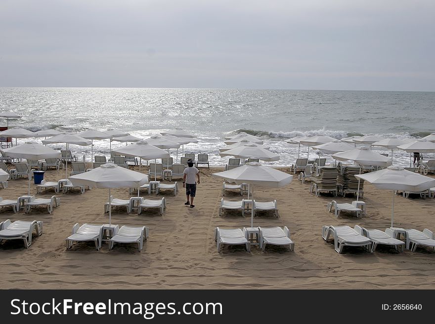 In the evening on a beach