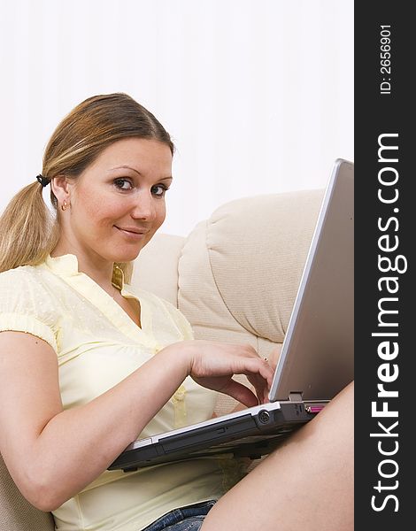 Young woman and laptop