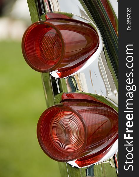 Close up detail of a classic car at a car show