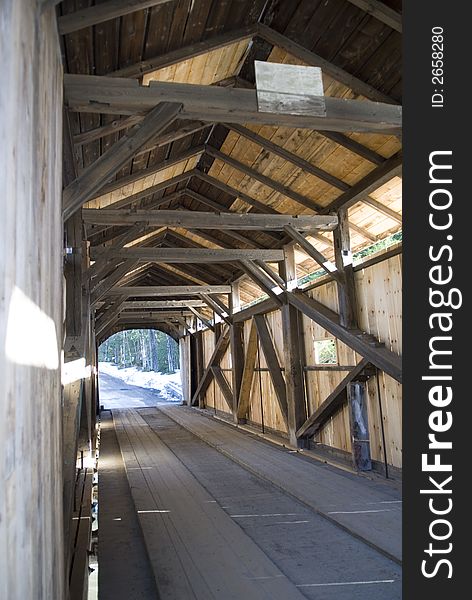 'Kissing Bridge' Covered Bridge near Stowe in Vermont. 'Kissing Bridge' Covered Bridge near Stowe in Vermont