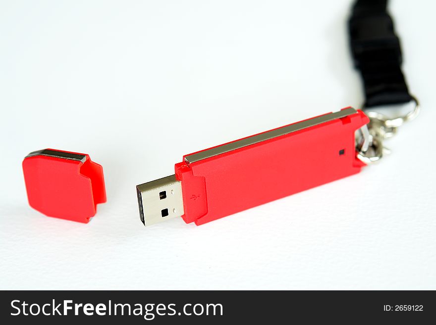 Red USB micro memory drive. Red USB micro memory drive