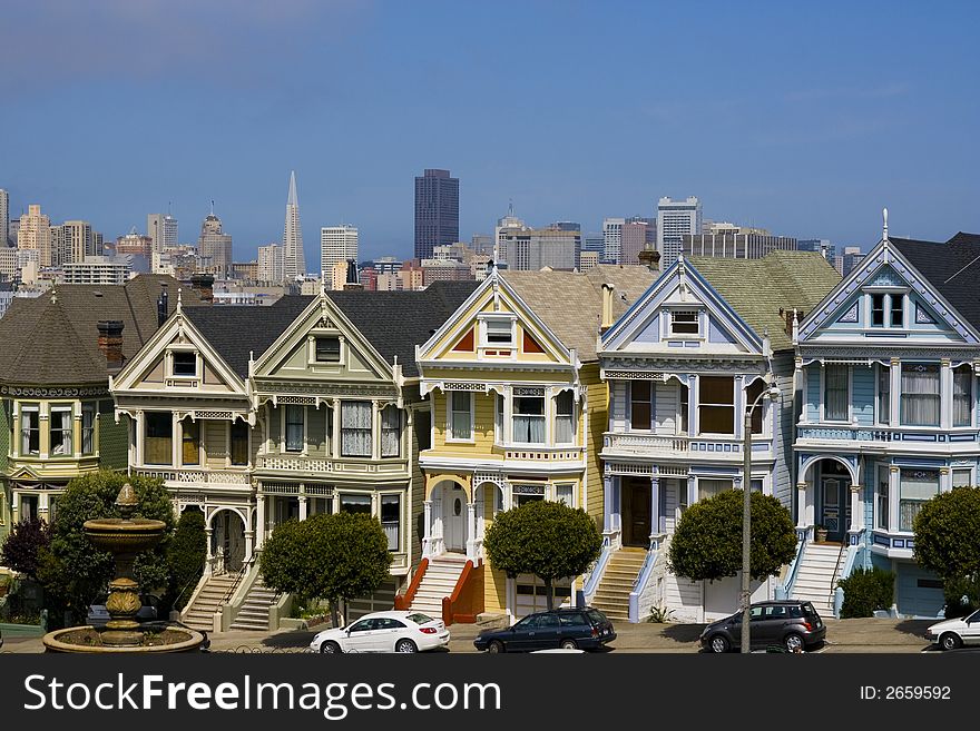 Postcard Row Houses, San Francisco, California. Postcard Row Houses, San Francisco, California