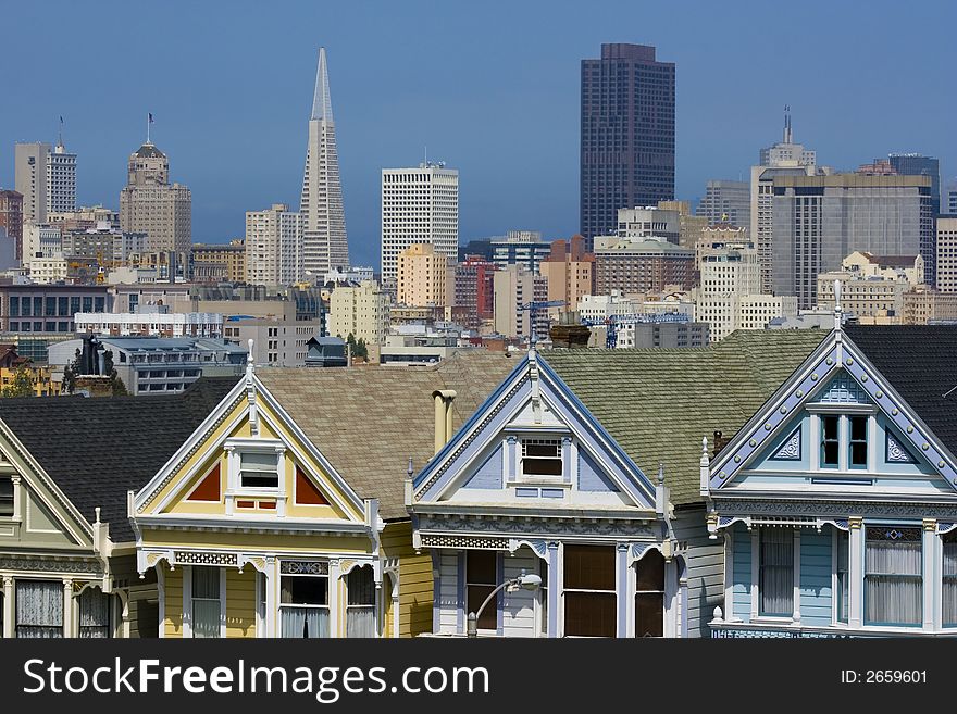 Postcard Row Houses, San Francisco, California. Postcard Row Houses, San Francisco, California