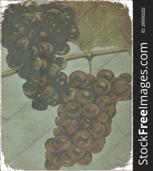 Abstract Grunge Hanging Bunches Of Grapes