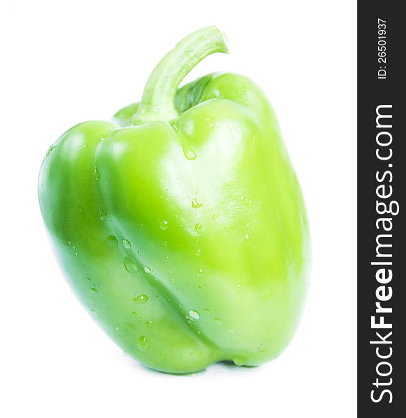 Green Bell Pepper on a white background