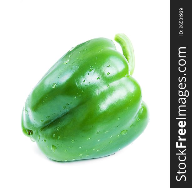 Green Bell Pepper on a white background
