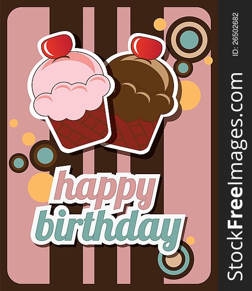 Cupcake invitation, with place for text, happy birthday