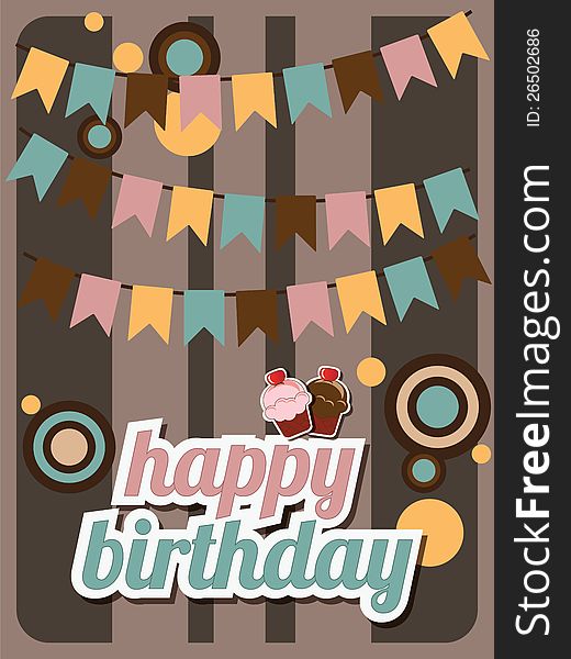 Cupcake invitation, with place for text, happy birthday